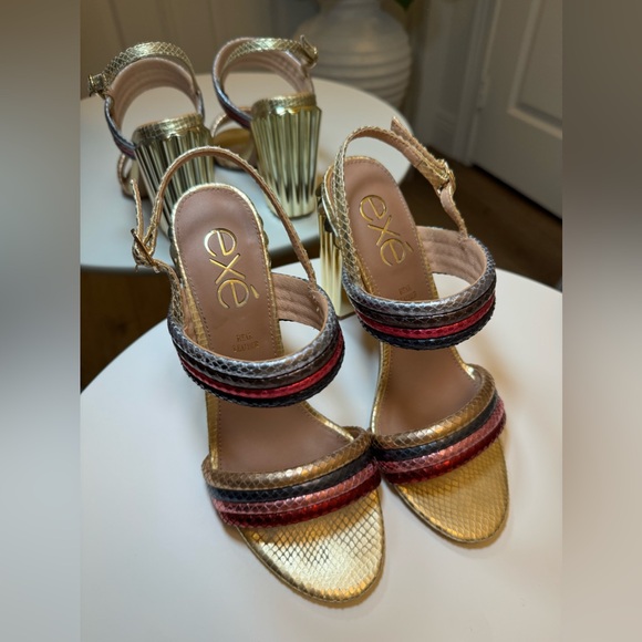 Exe Mona 940 Heeled Sandals Size 7 - Gold - Multicolored- Size 38 (US 7.5) - Picture 3 of 11
